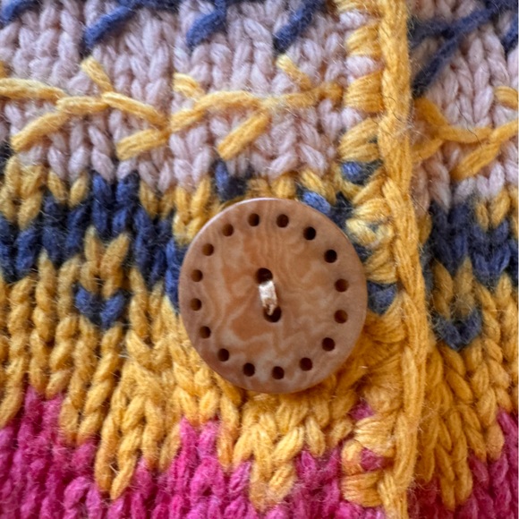 Sundance Fireside Fair Isle Yellow Cardigan Sweater Size S - Picture 6 of 9